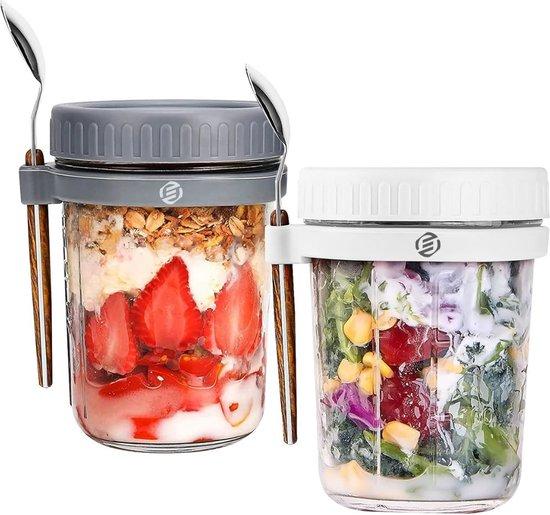 OEM Havermout-Set für dein Frühstück - 3er Set - Glas - Übernachtungsmüsli - Mason-Jar-Design 2026