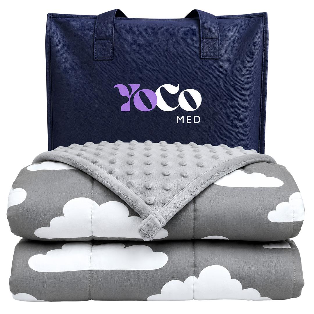 YoCo Med Kinder-Gewichtsdecke/Therapiedecke 120×90 cm 2,4 kg Graue Wolken BWK-120090-GRY-CL