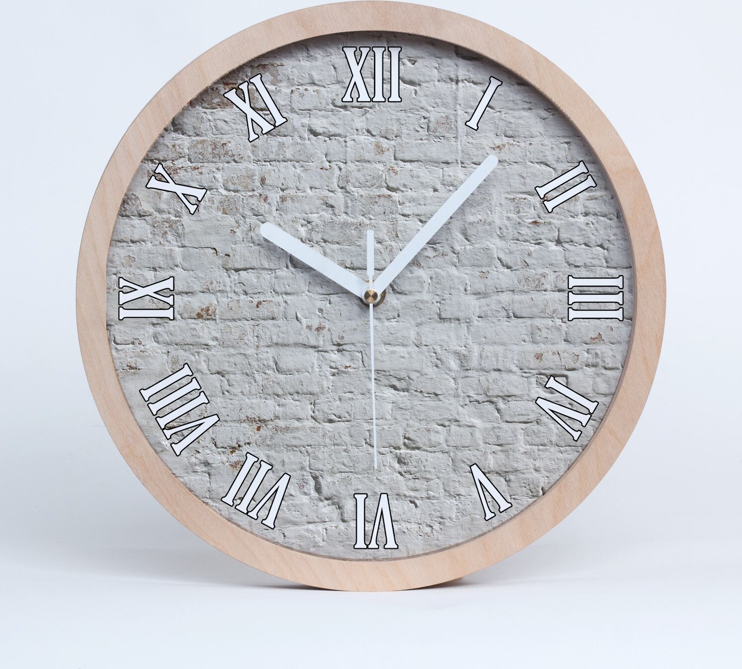 tulup Holzuhr 30fi cm wanduhr - weiße Spitzen - Ziegelwand zdo-30-b-65798777