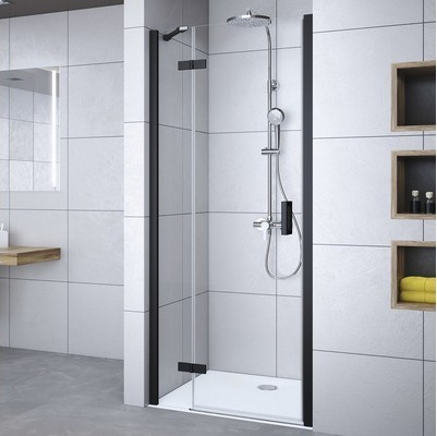 Drehtür für Nische Breuer Panorama 80 cm Anschlag links Klarglas Profilfarbe schwarz Image