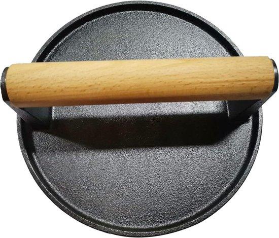 OEM Eisenguss Grillpresse runde Fleischpresse Holzgriff schwer 2026