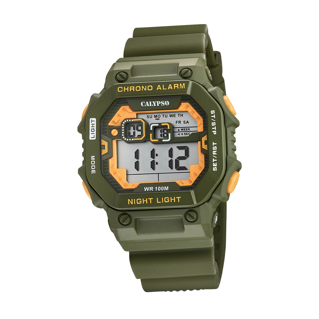 Pánske gumené hodinky Calypso olivovo zelené Digitálne náramkové hodinky Calypso D2UK5840/5