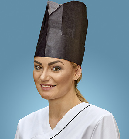 Papstar Kochmütze schwarz Krepp 36034