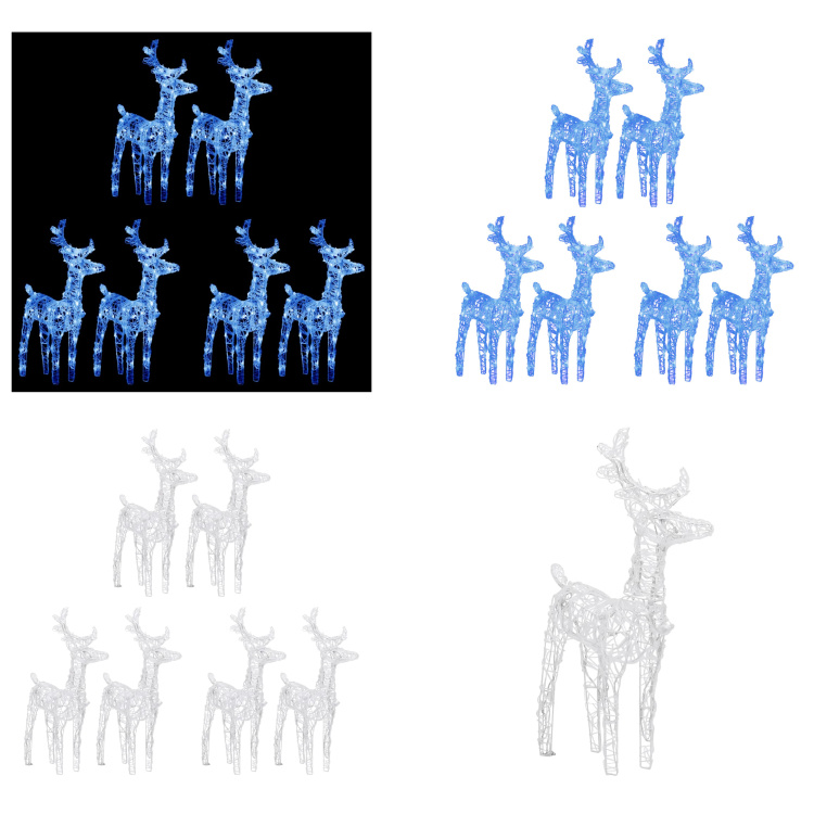vidaXL LED Rentiere 6 Stk. Blau 240 LEDs Acryl - Weihnachtsrentier - Weihnachtsrentiere - Beleuchtetes Rentier - Weihnachtsdekoration HL3154259