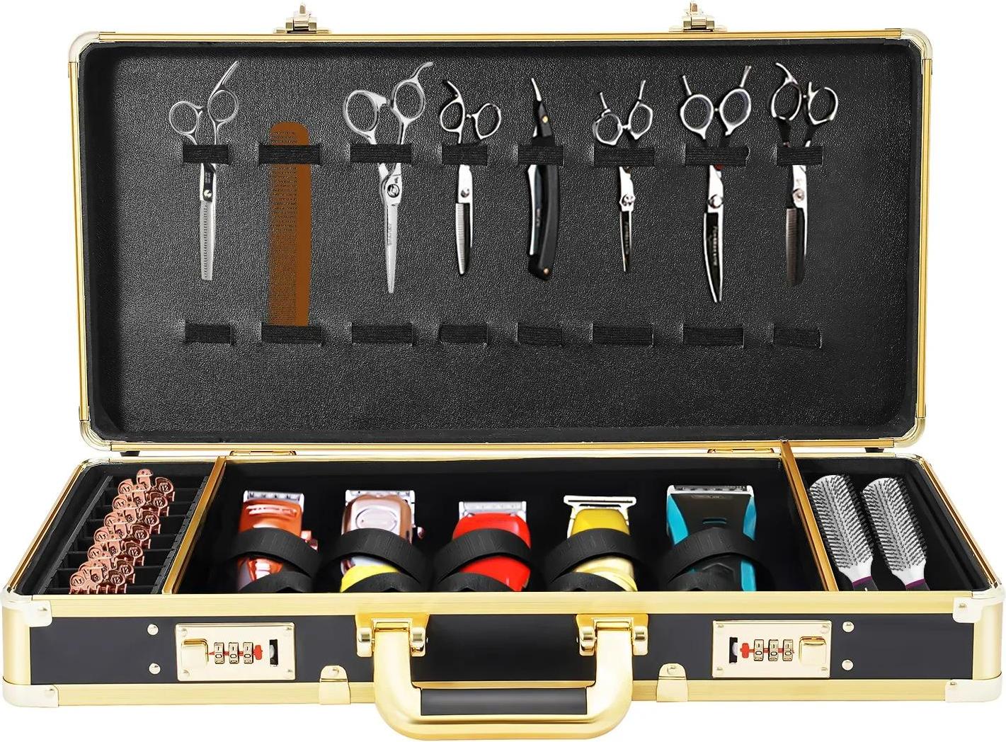 StarTech Friseurkoffer - Tragbarer Werkzeugkoffer Organizer - Herausnehmbare Fächer - Tragegriff - Für Friseure, Tierfriseure, Visagisten - Schwarz