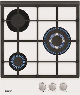 Simfer | H4.305.HGSBB | Kochfeld | Gas auf Glas | Anzahl Brenner/Kochzonen 3 | Drehknöpfe | Weiß