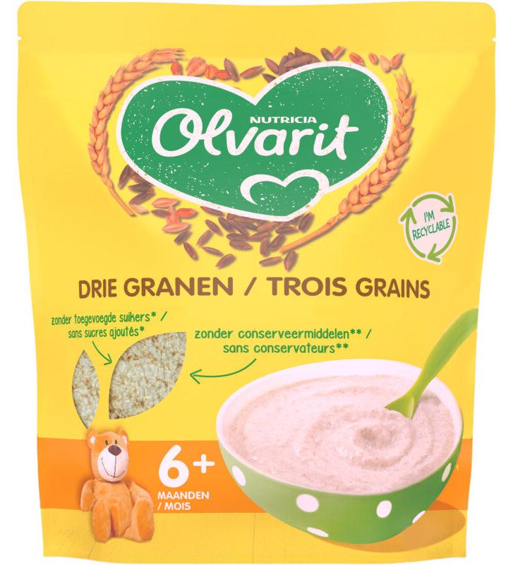 Olvarit Drei Getreide Brei 6 Monate+ 200g – Nährstoffreicher Babybrei ohne Zucker