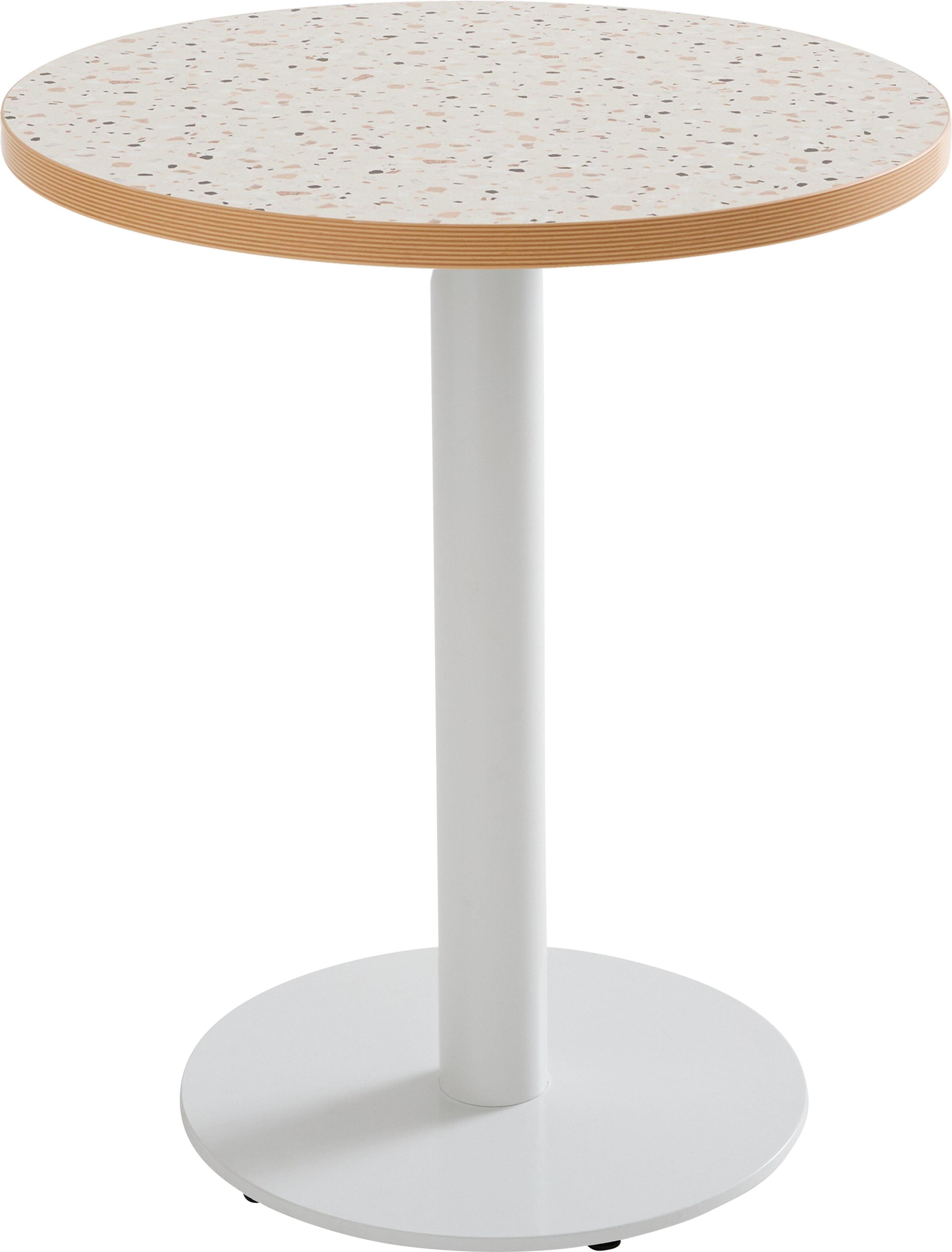 Tisch rund 60 cm weißes Bein und Terrazzo-Beschichtung - Oviala Rivoli 113158