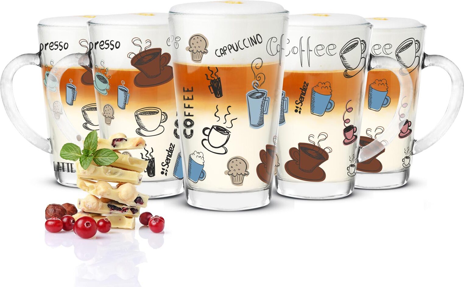 4 bicchieri per latte macchiato, 530 ml, set di bicchieri da
