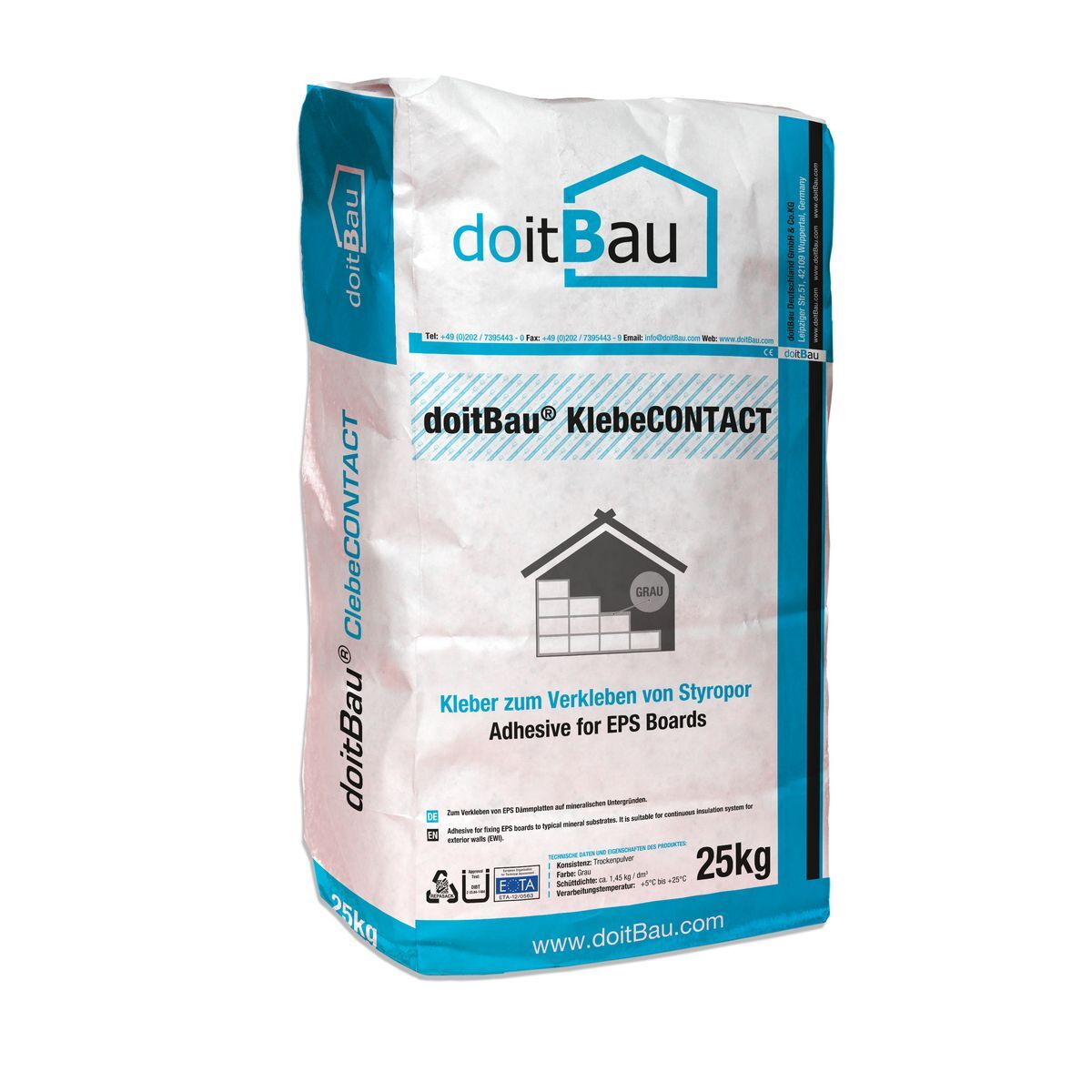 doitBau KlebeCONTACT 25kg PROFI WDVS Dämmplatten Kleber Fassade EPS Klebemörtel