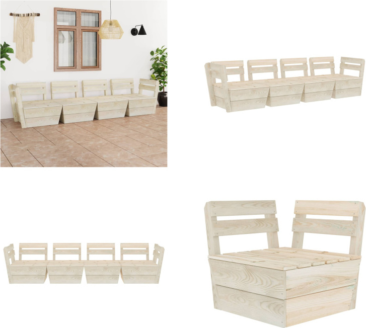 vidaXL Záhradná pohovka z paliet 4-miestna Impregnované smrekové drevo - Pohovka z paliet - Pohovky z paliet - 4-miestna pohovka - 4-miestne pohovky