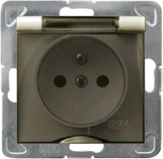 Ospel Impresja ecru p/t Einzelsteckdose mit Erdung 2P+Z IP44 Rauchklappe ohne Rahmen GPH-1YZ/M/27/D