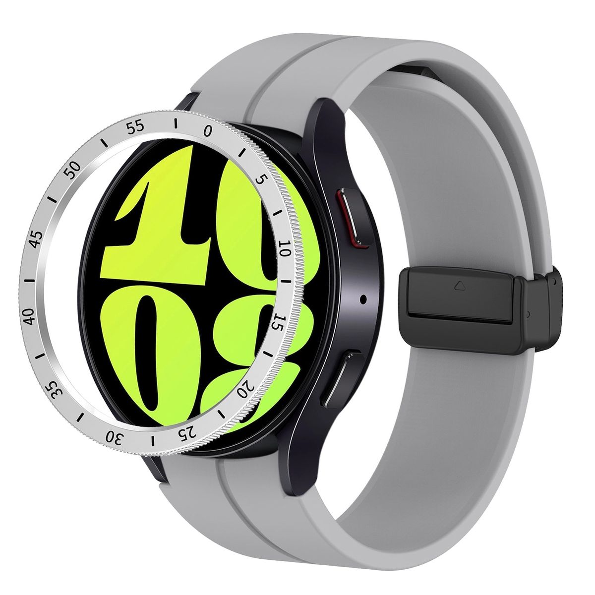 Pre Samsung Galaxy Watch 6 Classic 43mm ochranný rámček časová os strieborná