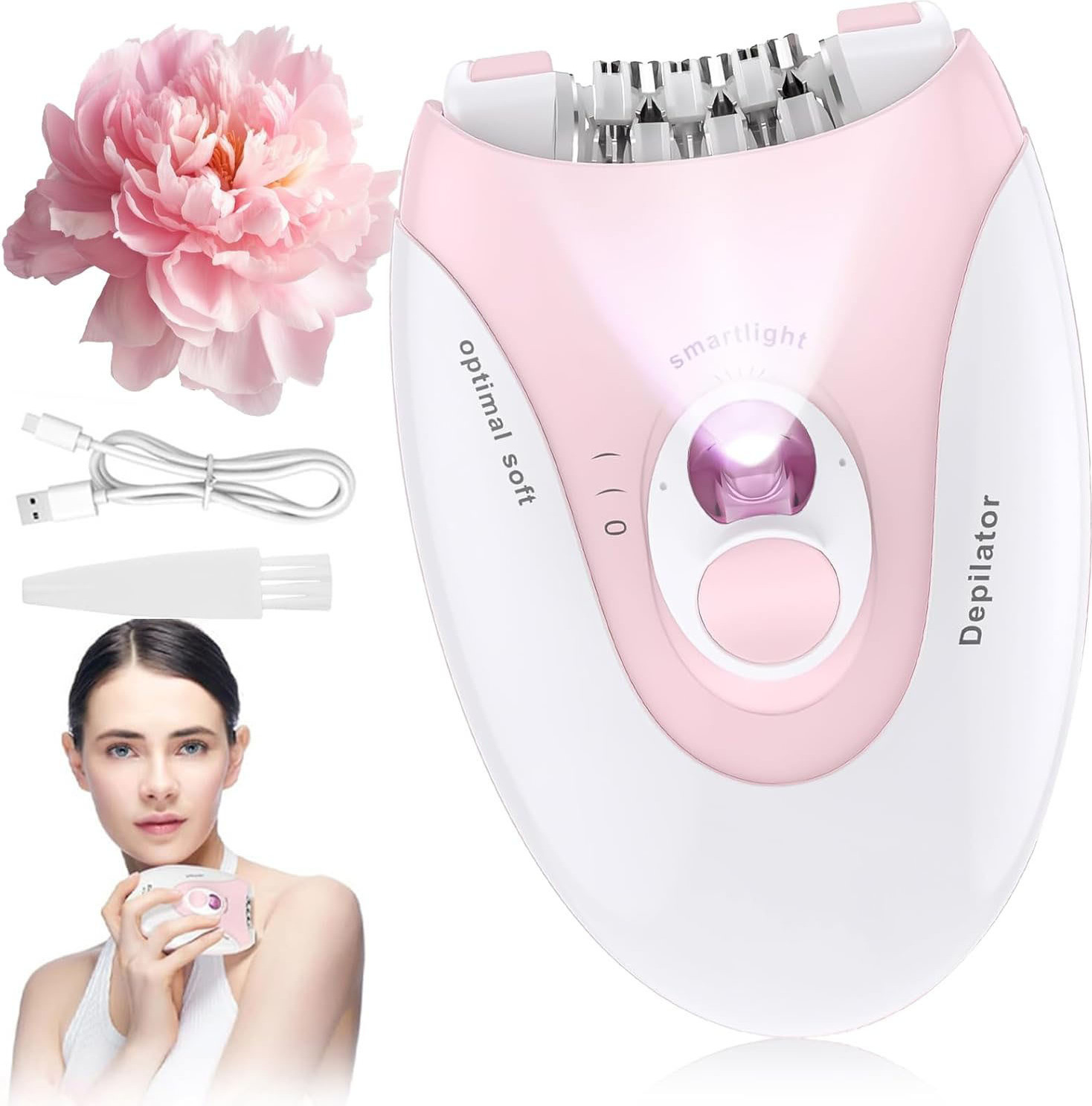 kuny Epilierer Damen, Epilierer für Damen, Epilierer Gesicht Damen, Epilierer Gesicht Damen mit LED-Licht für Damen, Geeignet für Gesicht, Körper, Achseln,