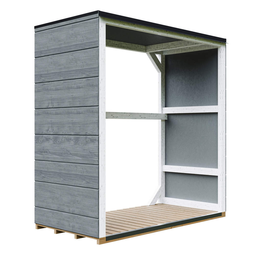 Drevený prístrešok na vonkajšie použitie 1,14 m² - 75 x 153 x H159 cm - TIMBELA M980-1-CAVERN STEEL