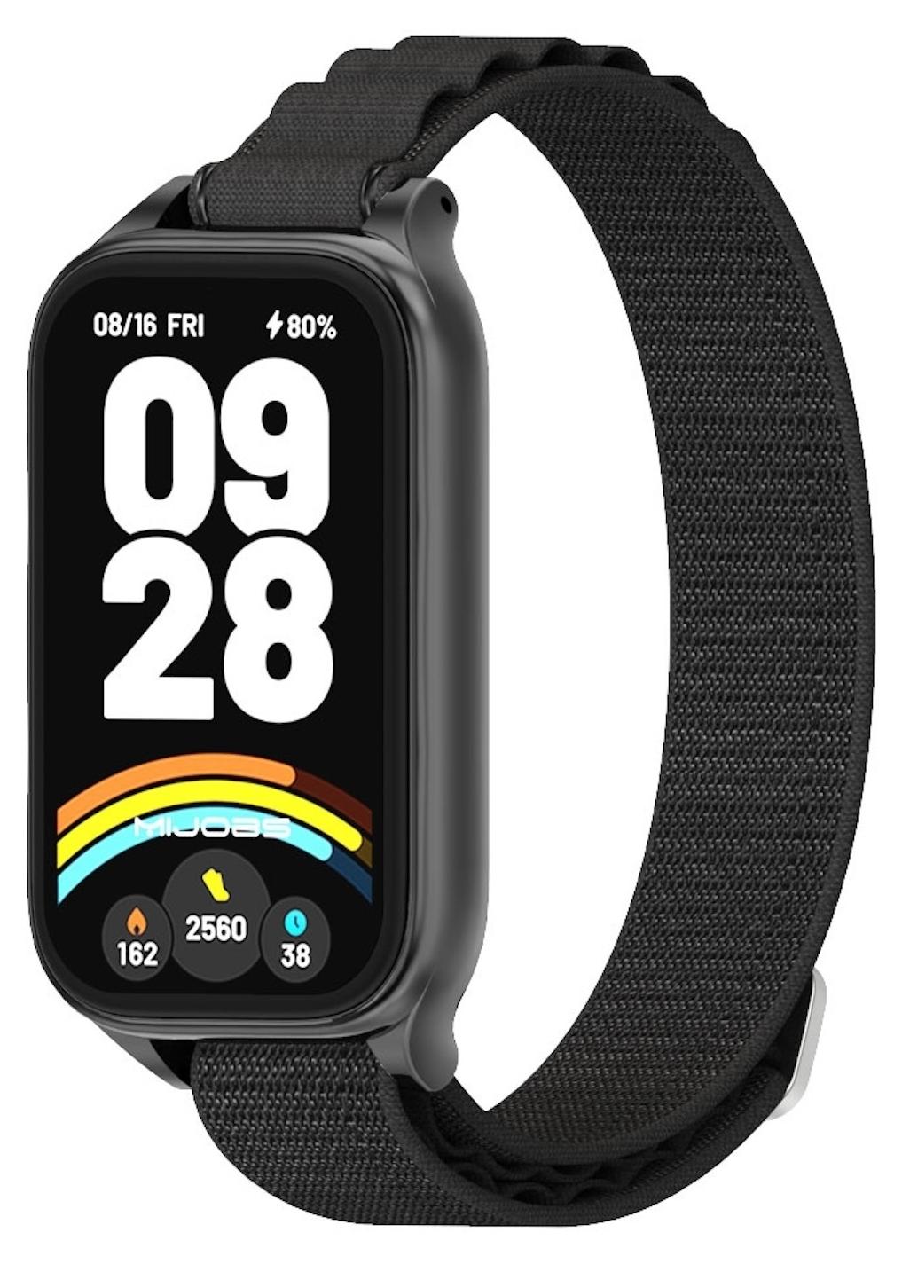 Pre Xiaomi Smart Band 9 Active / Redmi Band 3 Nylonový náramok s kovovým rámom