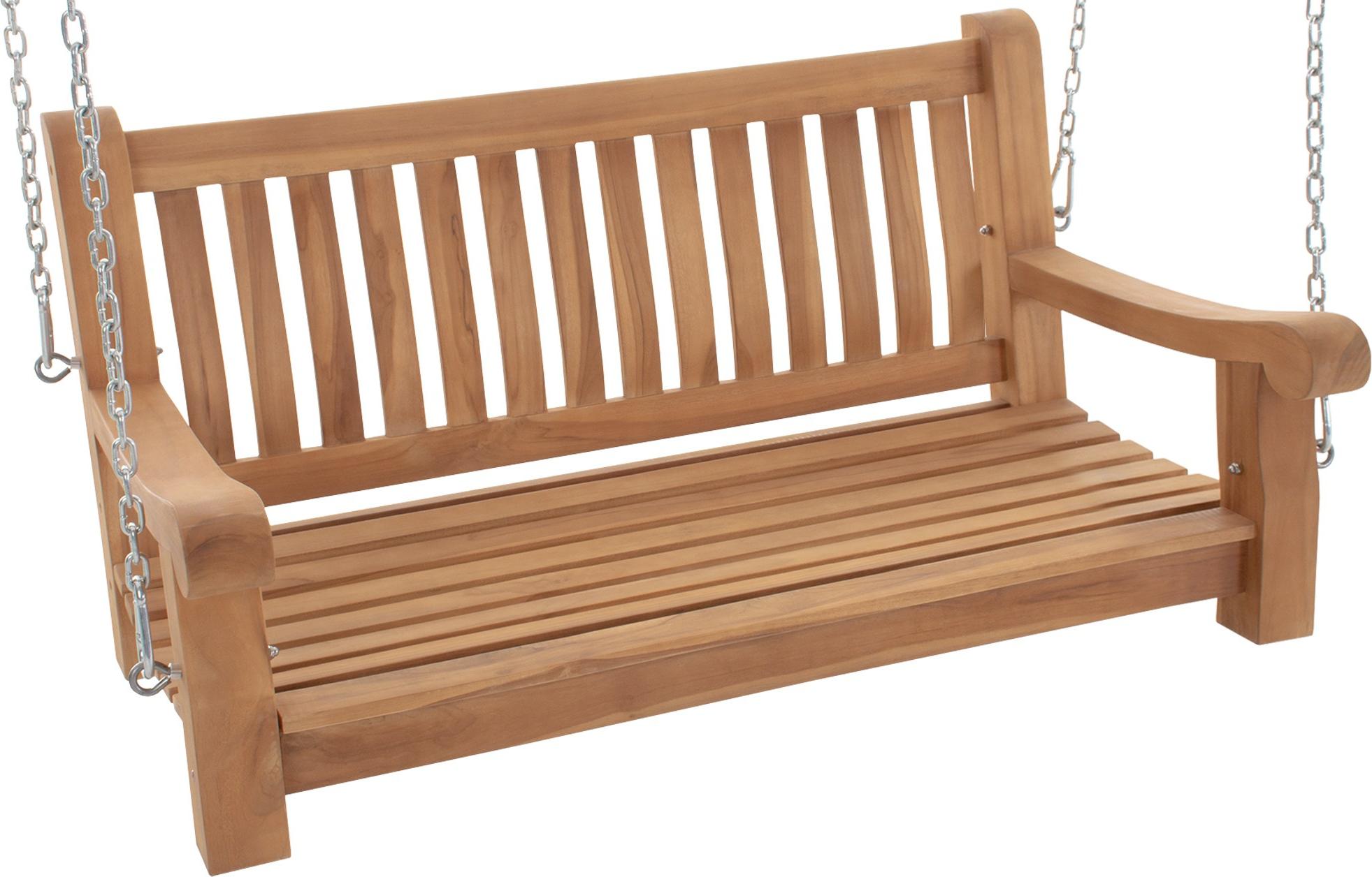 Schaukelbank MUVER - Holz Teak 120x70x62 cm | Hängebank Gartenschaukel Zum Aufhängen Veranda-Schaukel