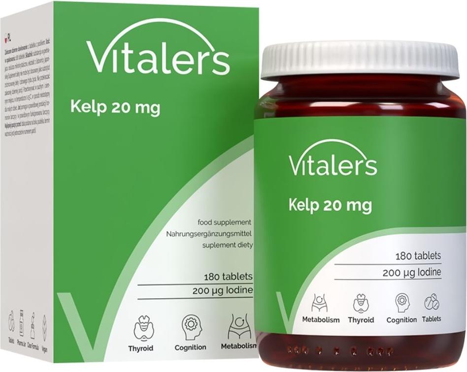 Vitaler's Kelp 20 mg – 180 Tabletten, vegan, 6 Monate Einnahme, ohne Konservierungsstoffe, reine Zusammensetzung VIT-0874