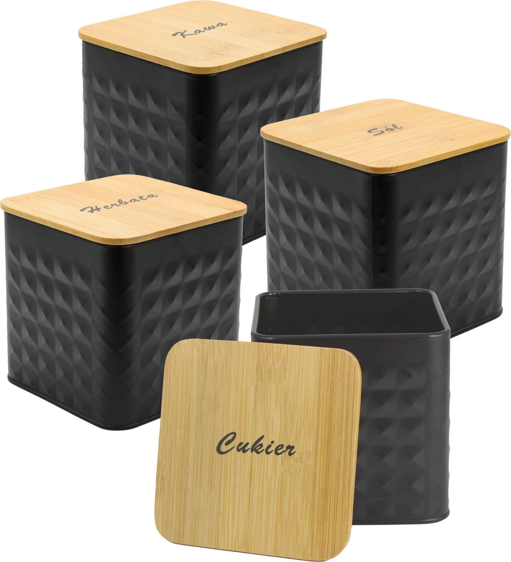 Set mit 4 Behältern für Kaffee, Tee, Zucker und Salz BRUNBESTE BB-4261 (PL-Untertitel)