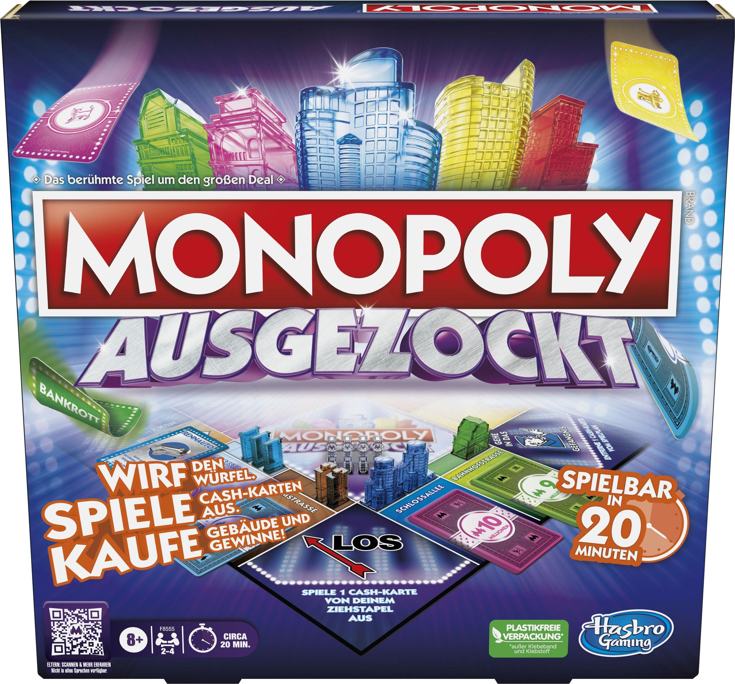 Hasbro Gaming Monopoly Ausgezockt Brettspiel, Familien-Spiel 2–4 Spieler, ca. 20 Min. F8555100