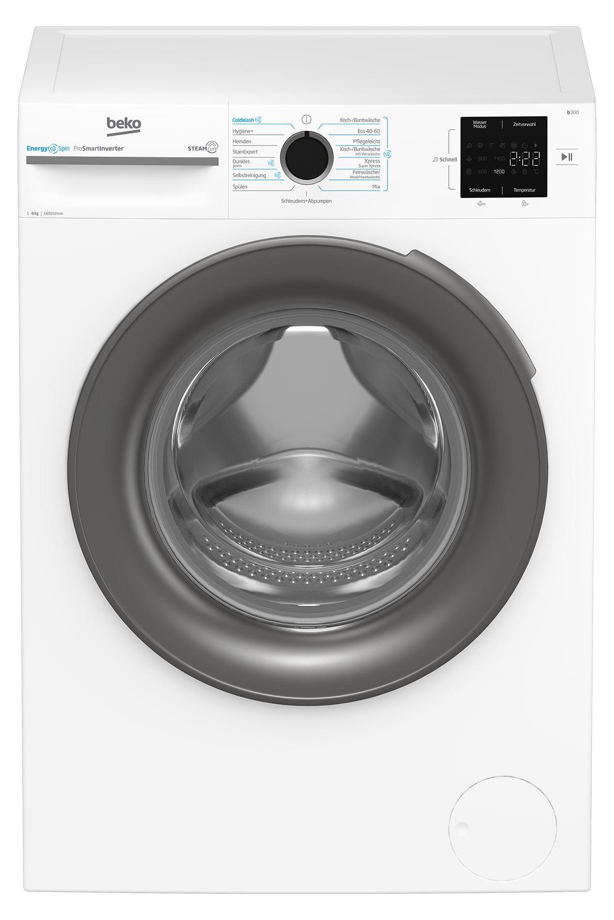 Beko BM3WFU4941W1 Waschmaschine 9kg Weiß EnergySpin Watersafe Restzeitanzeige