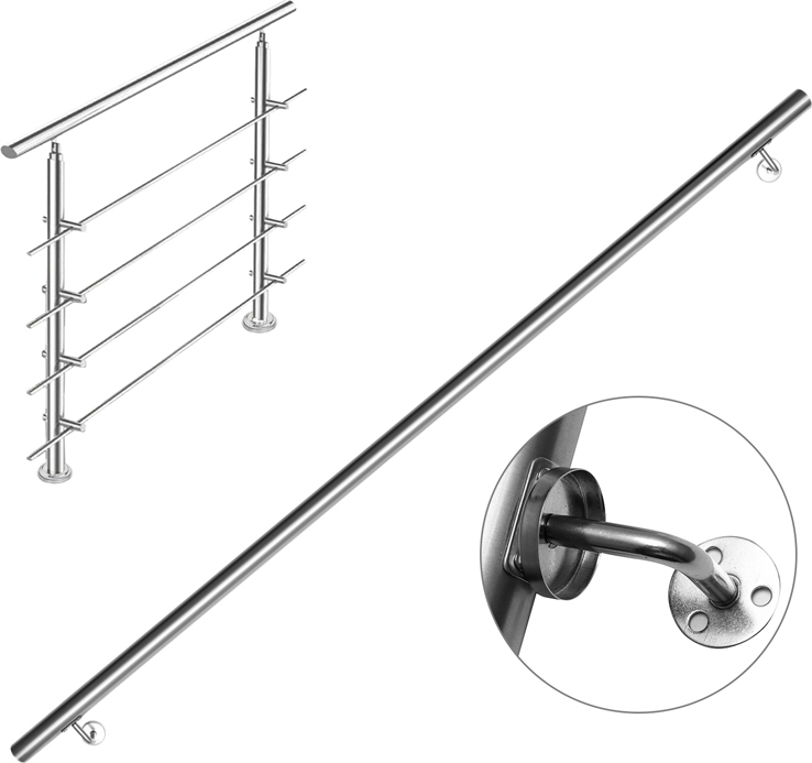 Wolketon Gelaender fuer Balkon Bruestung Treppen mit/ohne Querstreben Easy aufzubauen (120cm, 4 Querstreben) RLYY-4020-1