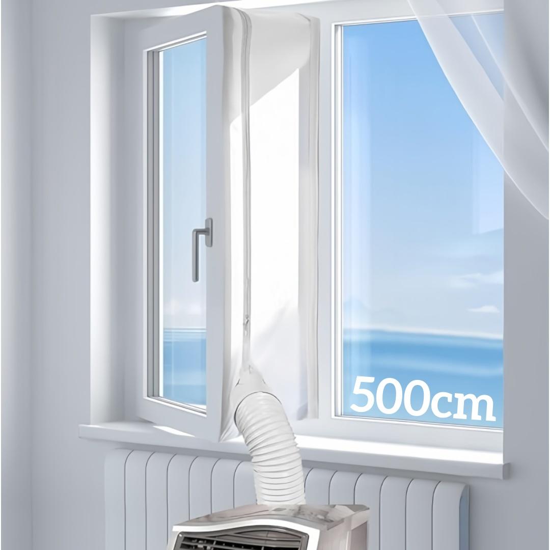 VHV 500 cm Fensterabdichtung für mobile Klimaanlagen,Wäschetrockner, Ablufttrockner, Kein Bohren, Hitzeschutz, für Fenster & Dachfenster, Weiß