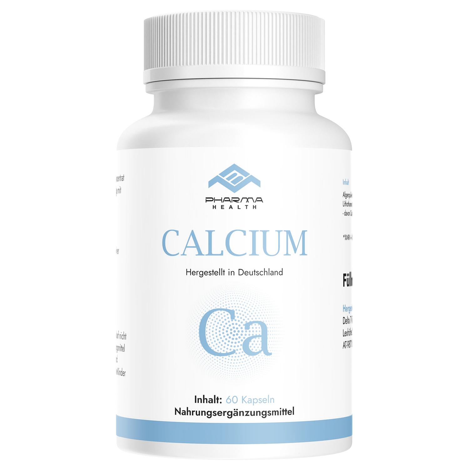 Delta7 Pharma Health | Calcium | Calcium wird für die Erhaltung normaler Knochen benötigt | 60 Kapseln