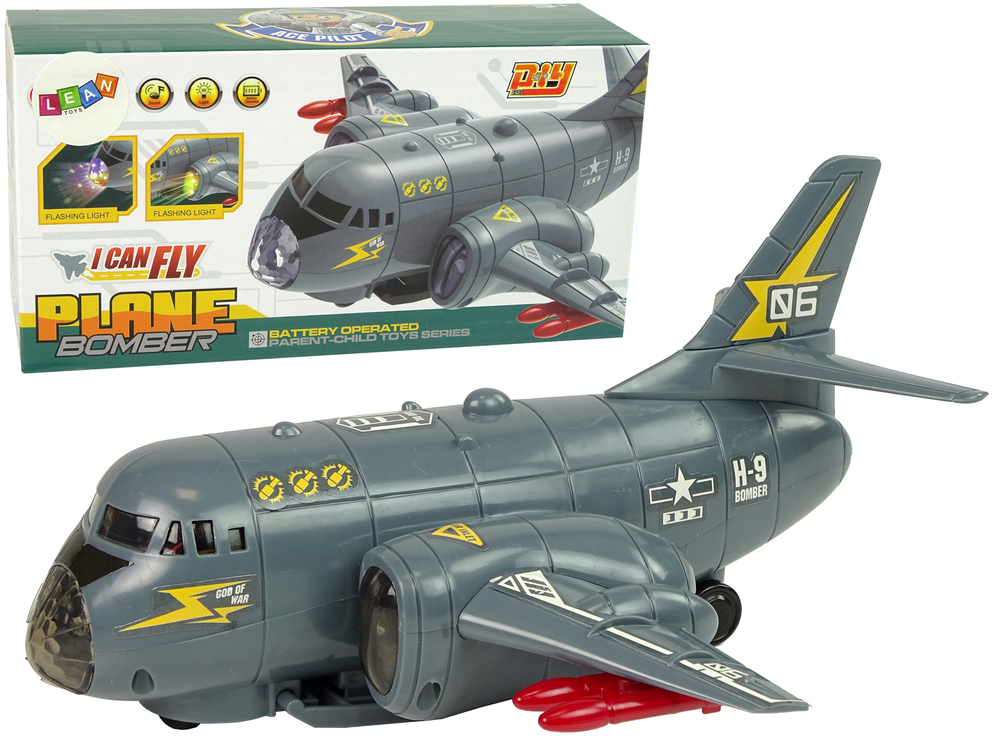 Lean Toys Transportflugzeug Bomber Lichter Sound LTY-10041-uniw