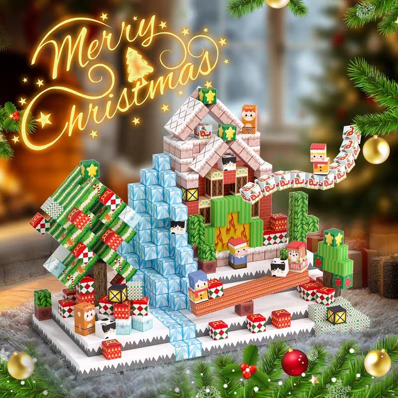 Raptor Magnetbaukasten STEM – 150 Magnetische Bausteine mit Winterlandschaft