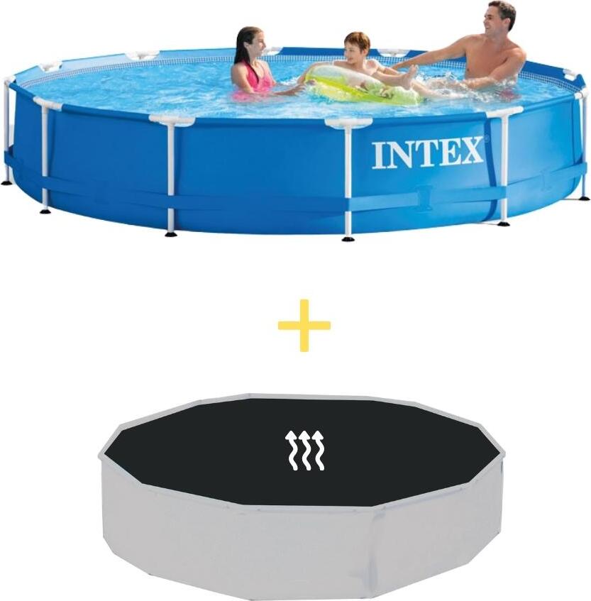 Bazén s kovovým rámom Intex - 366 x 76 cm - vrátane solárnej plachty