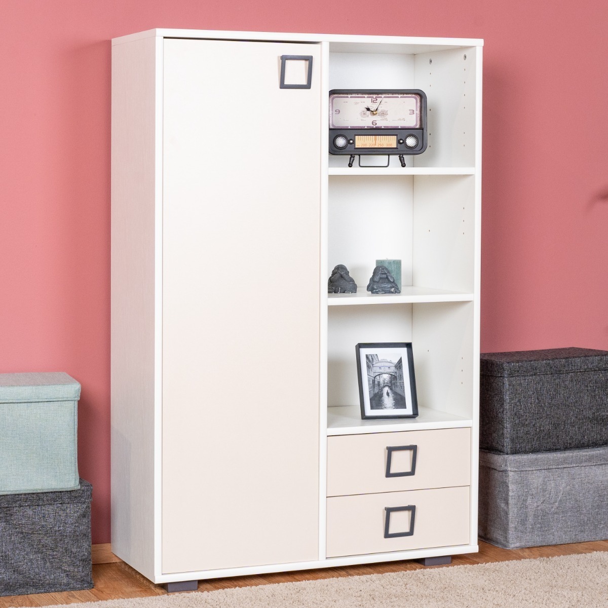 Steiner Shopping Kinderzimmer - Kommode Benjamin 26, Farbe: Weiß / Creme - Abmessungen: 134 x 86 x 37 cm (H x B x T)