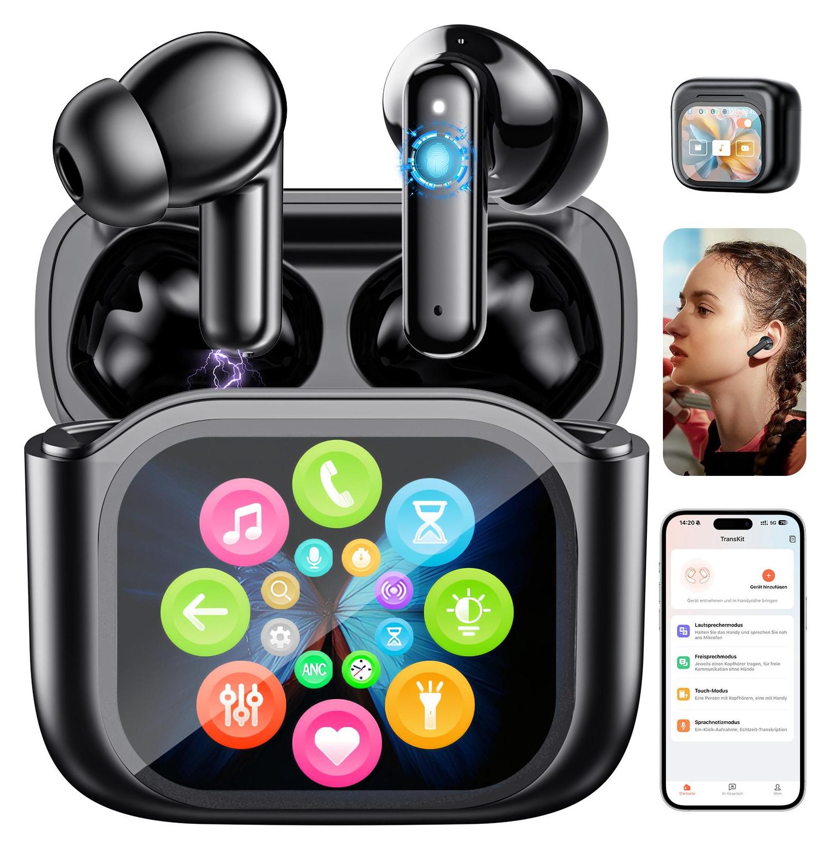 Slyrun Bluetooth-Übersetzungs-Headset – Touchscreen Übersetzungsgerät mit 60h Akku, ANC & Netzwerkunabhängiger Übersetzer KAUF-QYSP-LDZ00051-031