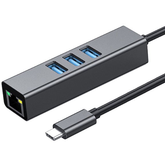 Rozbočovač 3X Usb-C + Ethernet Rj45 Gigabit 1000 Mb