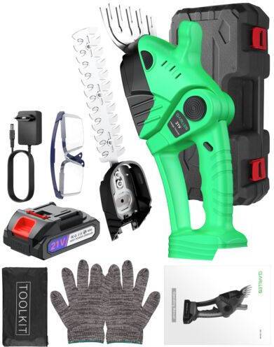 AIORBER Schnurlose 2-in-1 Grasschere & Heckenschere, 21V Akku, Präzise SK5-Klingen, 9,2 Zoll + 4 Zoll Klinge, Einstellbarer Schneidewinkel, Grün