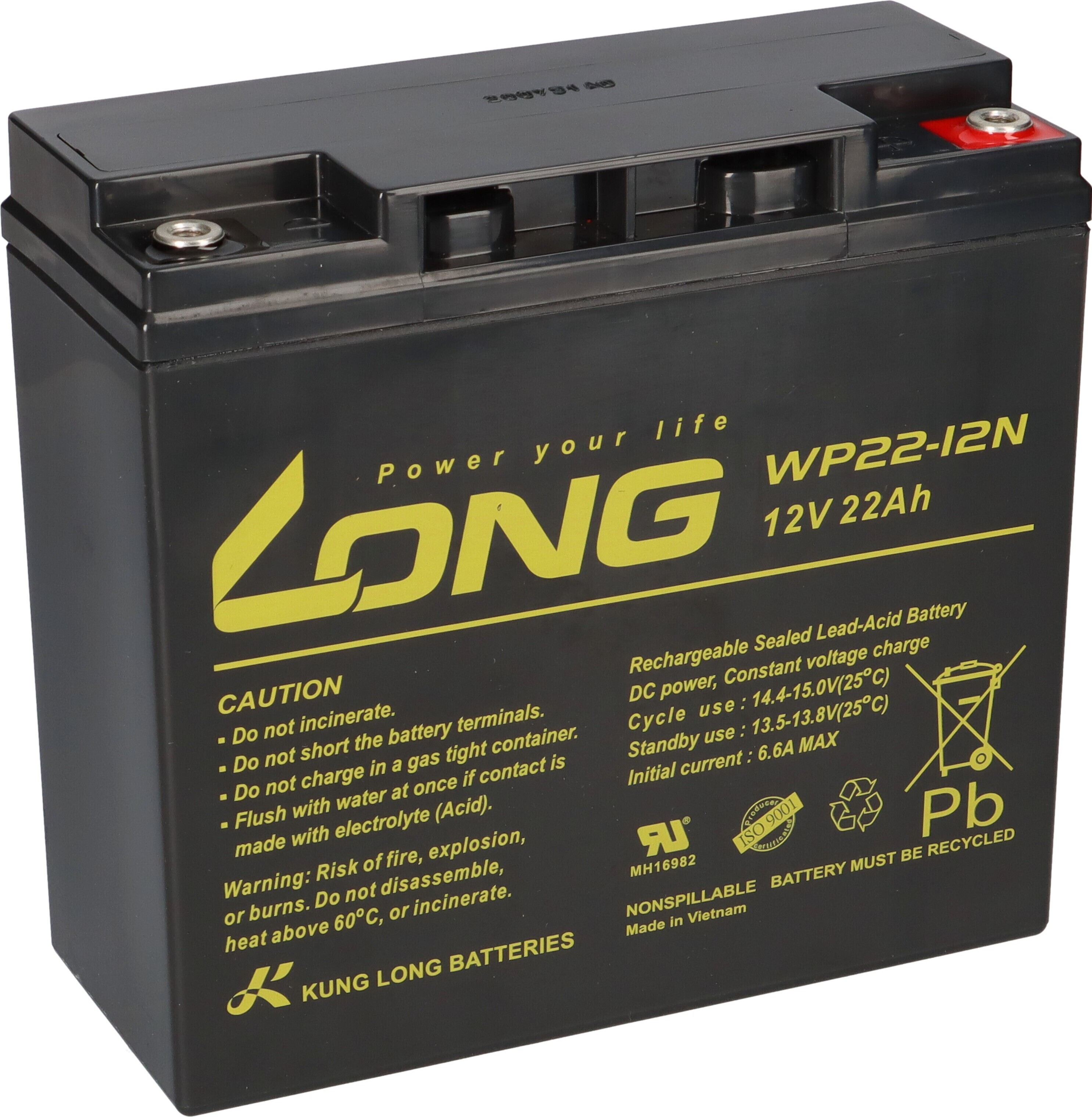 kunglong Kung Long WP22-12N 12V 22Ah Batterie AGM Blei Akku wartungsfrei zyklisch 3346