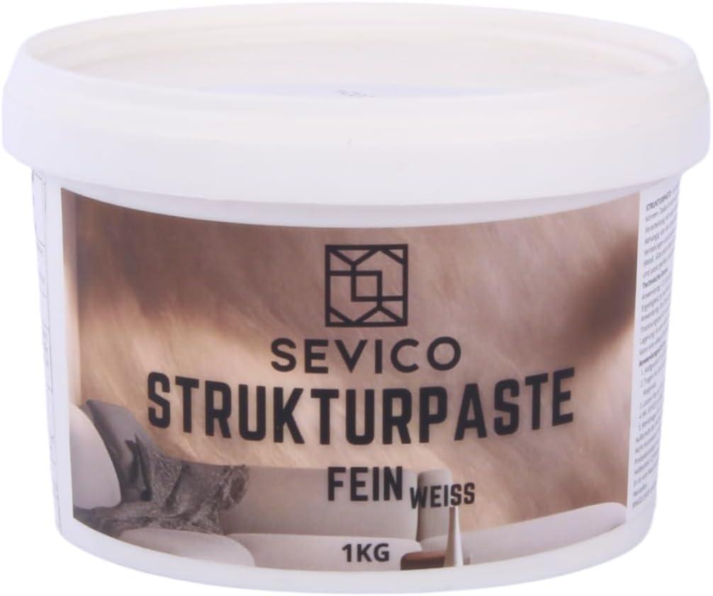 SEVICO Strukturpaste 1kg glatt Weiß Acryl Struktur Effektpaste Modellierpaste DIY Deko A007-001