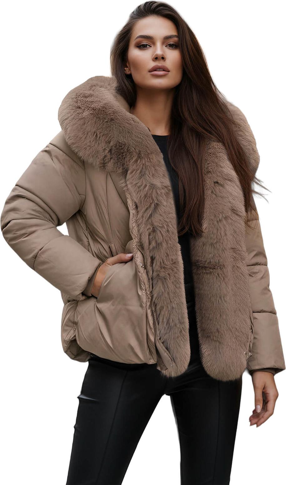 Damen Winterjacke Dunkelbeige OZONEE O/16M9179/84 L