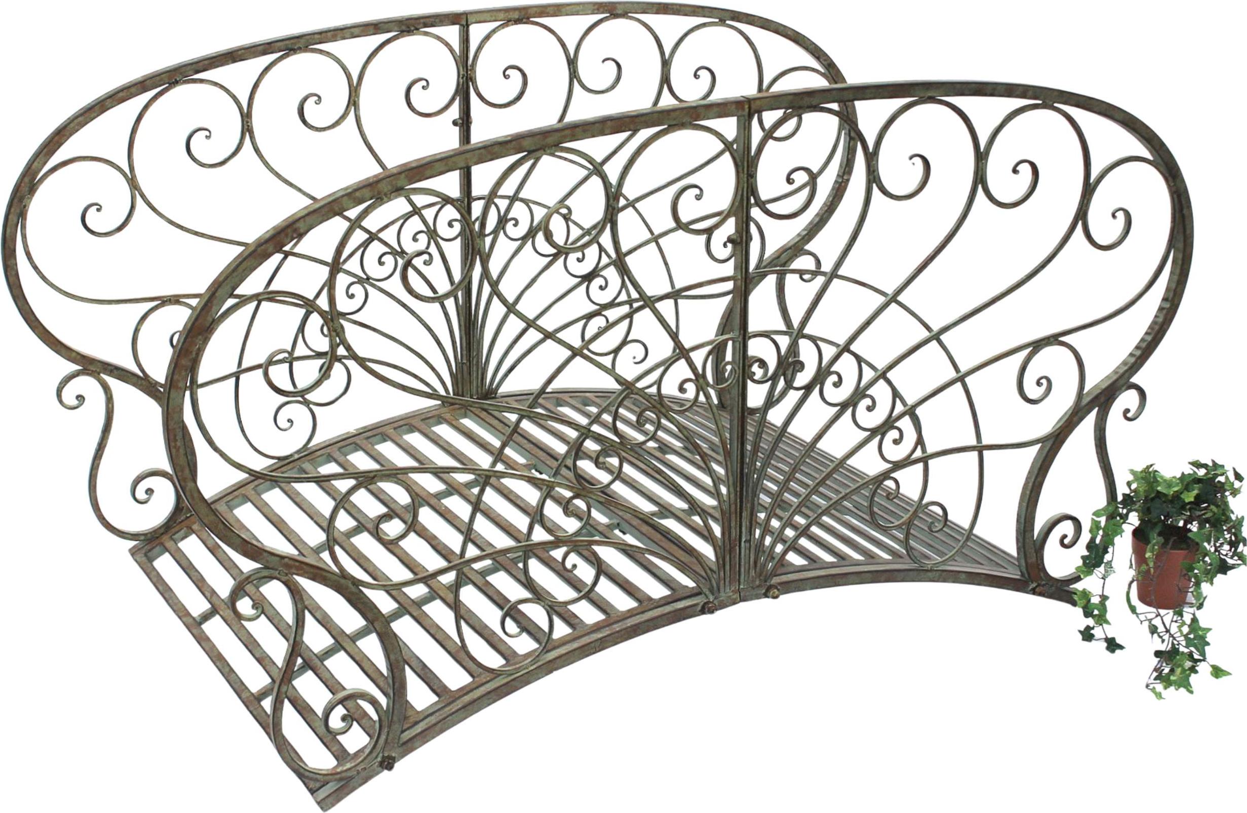 DanDiBo Gartenbrücke Metall mit Geländer 150 cm Teichbrücke Antik 150106 Brücke Garten Metallbrücke Gartenmöbel Steg Stabil Zierbrücke