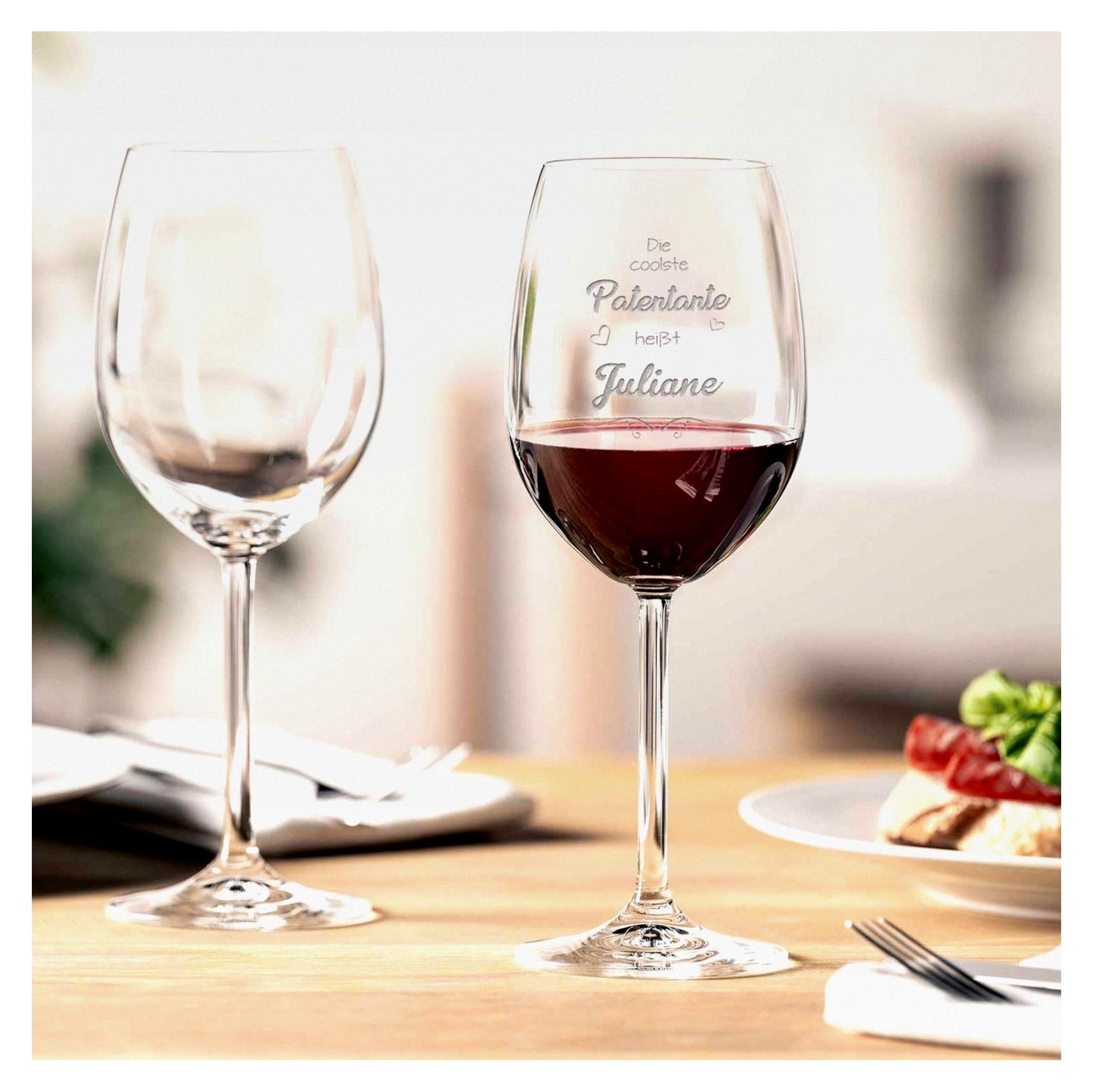 Markenlos Leonardo Weinglas mit Gravur - Patentante - Personalisierbar mit Namen - Geschenk für Weinliebhaber - Geburtstagsgeschenk für die beste Patentante - Farbe: Patentante - Daily
