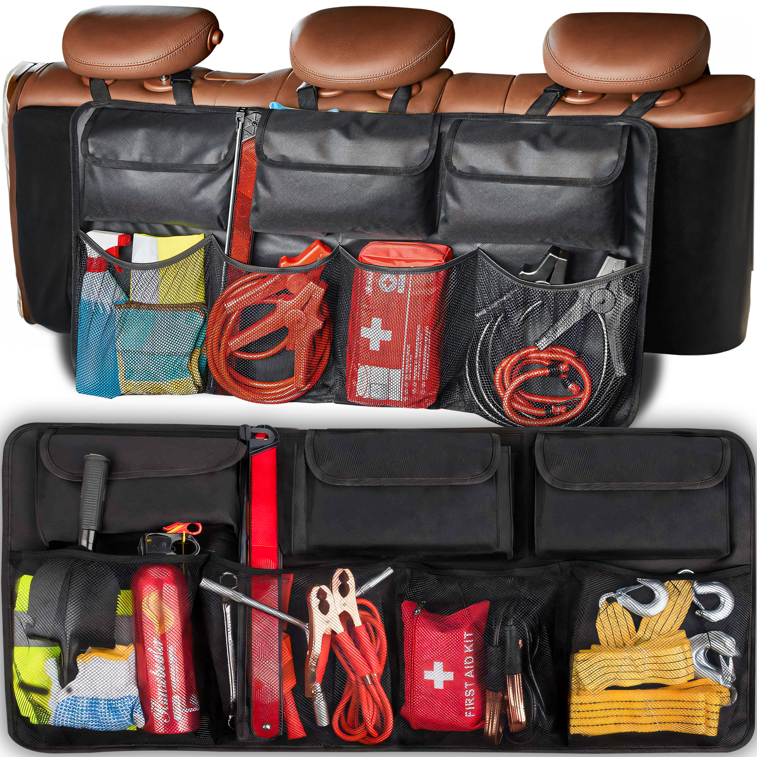 Werkzeugtasche aus Leder mit 11 Fächern Kofferraum-Organizer Auto