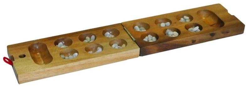 WORU Kalaha aus Holz, 18 cm x 7,5 cm - Holz-Spiel 1643
