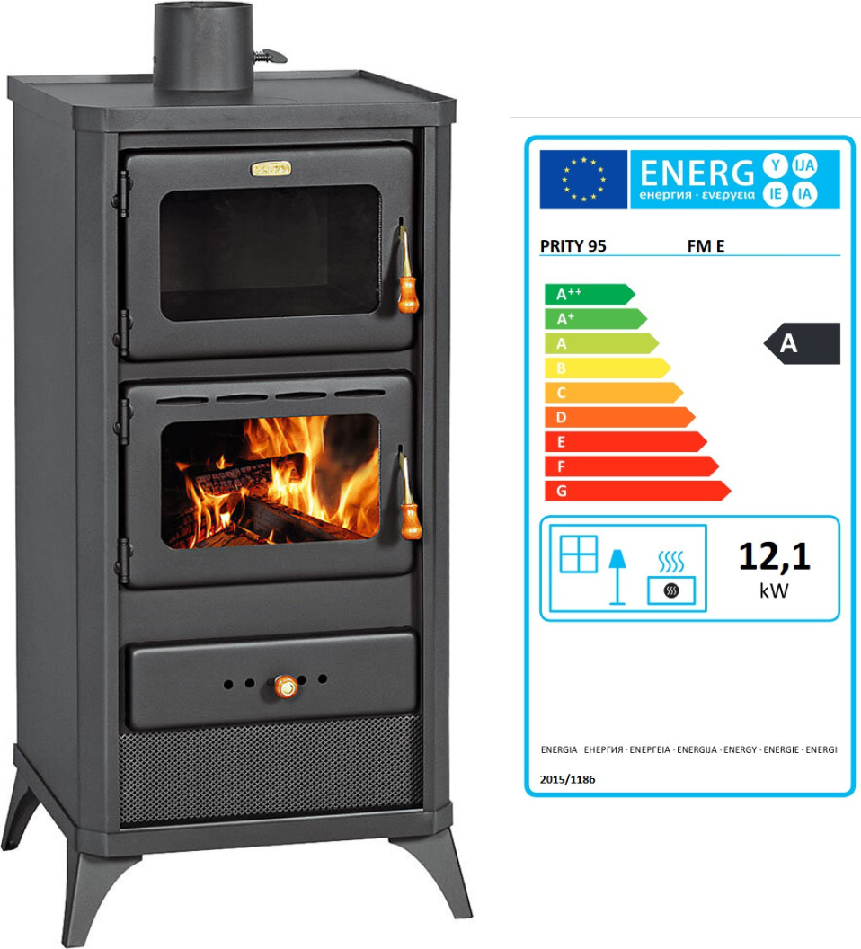 EEK A - Sporák na drevo a uhlie s Backofe Kamin Prity FM Е BImSchVII 12,1 kw.