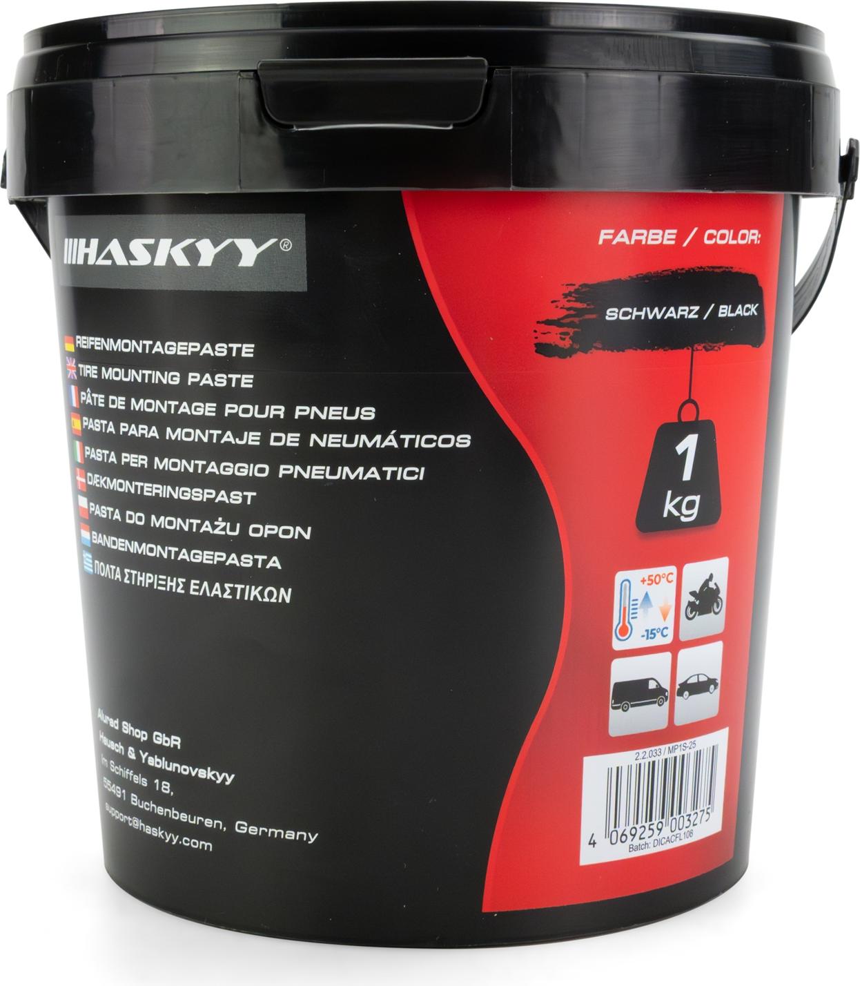 HASKYY Reifenmontagepaste 1kg Schwarz Montagepaste Reifenmontage Eimer Reifenmontagewax