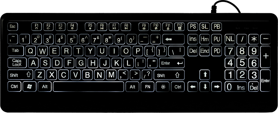 Lixada Kabelgebundene Grossdrucktastatur Weiss Fettgedruckte Jumbo-Buchstaben Stille Tastatur mit Hintergrundbeleuchtung und uebergrossen Zeichen 104 Tasten fuer aeltere Menschen und Personen mit Sehstoerungen und Sehstoerungen