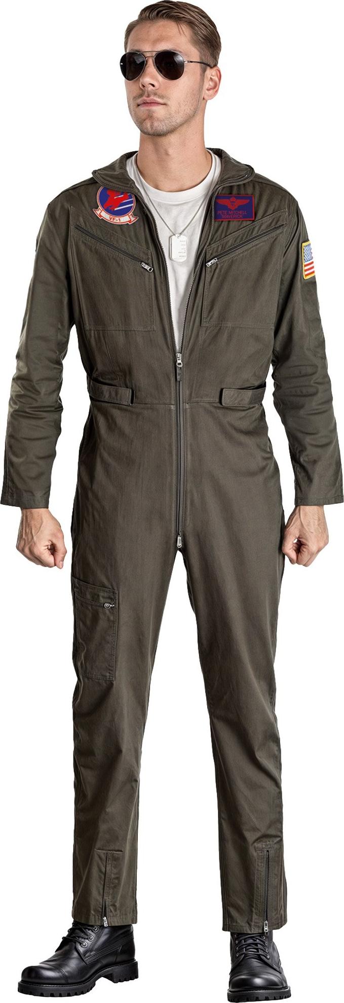 Amscin Top Gun Maverick Pilot Kostüm – Bomberjacke Für Karneval & Mottoparty