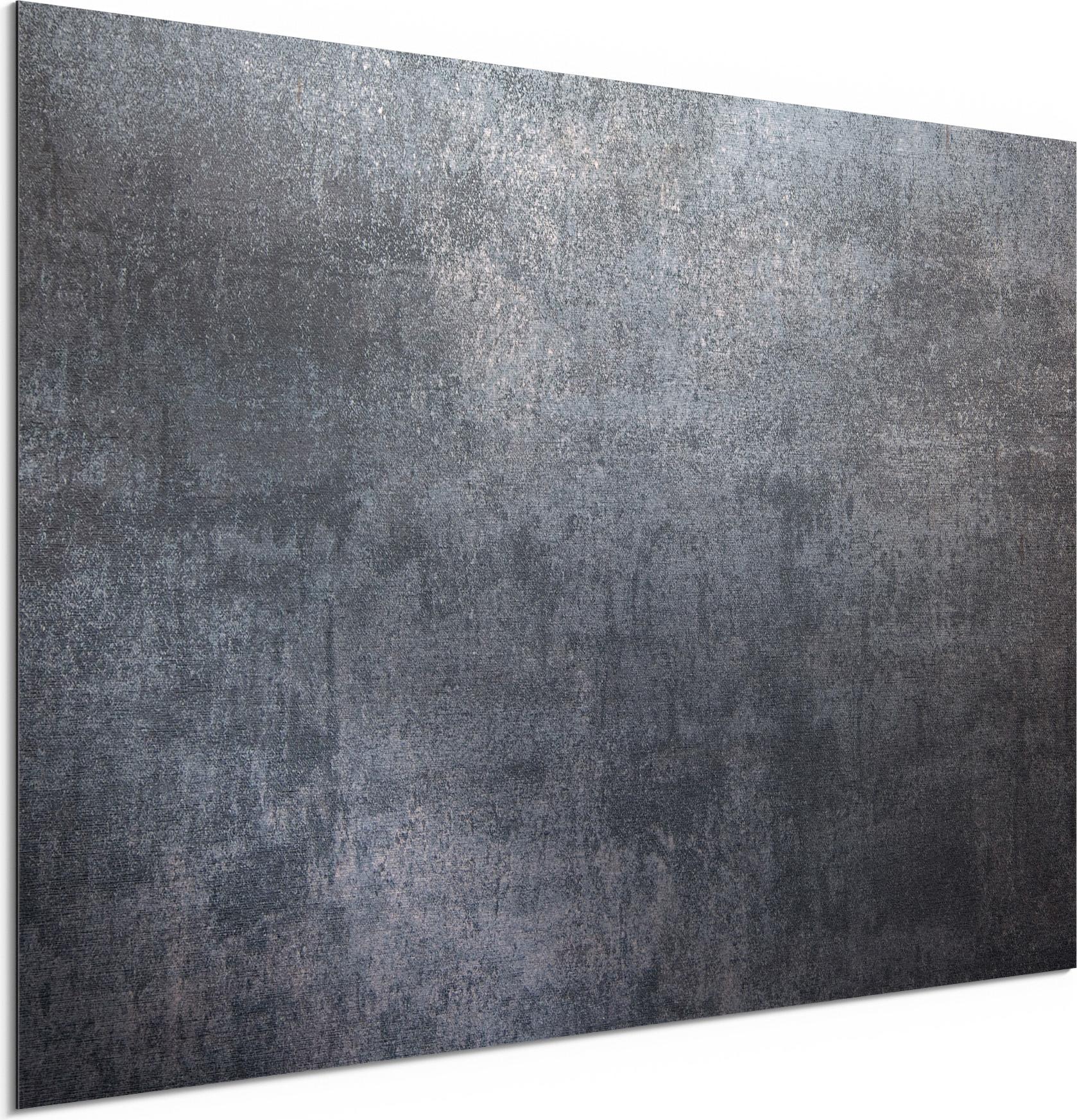 DEQORI Alu-Dibond Bild Silber 60x40 cm 'Raue Metalloberfläche' Wandbild Metall dünn AD-60-40-S-1187-UV