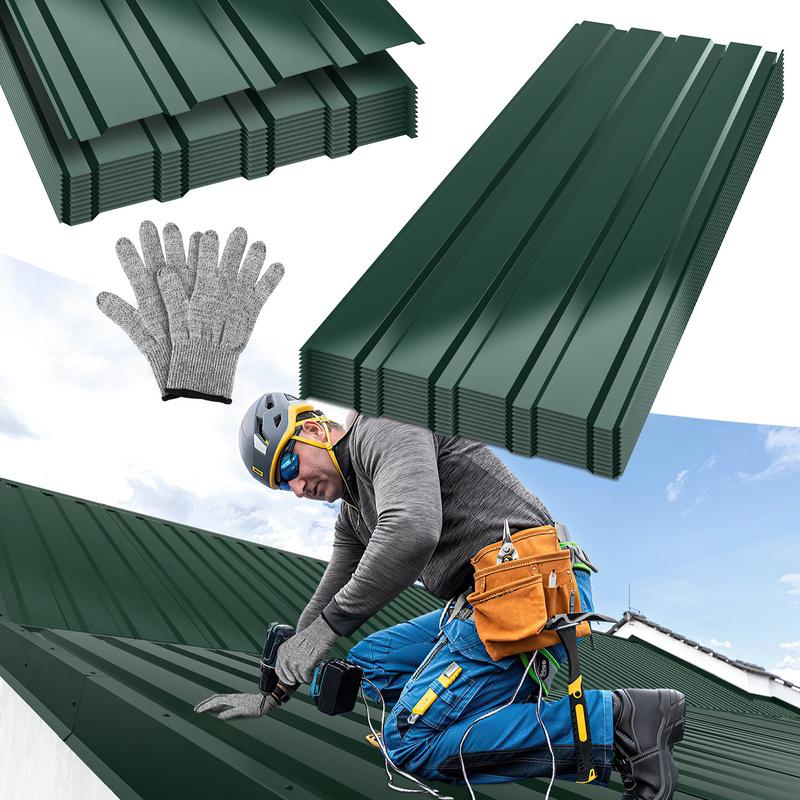 Clanmacy 24x trapézový plech 115x45 cm=12 ㎡ Strešný plech na prístrešok pre auto Profilovaný plech Strešný plech Vlnitý plech Strešné panely Stenový plech Zelený