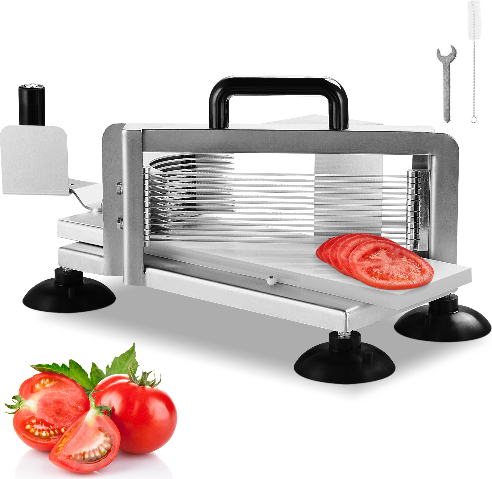 VEVOR Kommerzieller Tomatenschneider, 1/4 Zoll Tomatenschneider, Hochleistungs-Tomatenschneider aus Edelstahl, Manueller Gemüseschneider, zum Schneiden von Tomaten, Gurken, Bananen