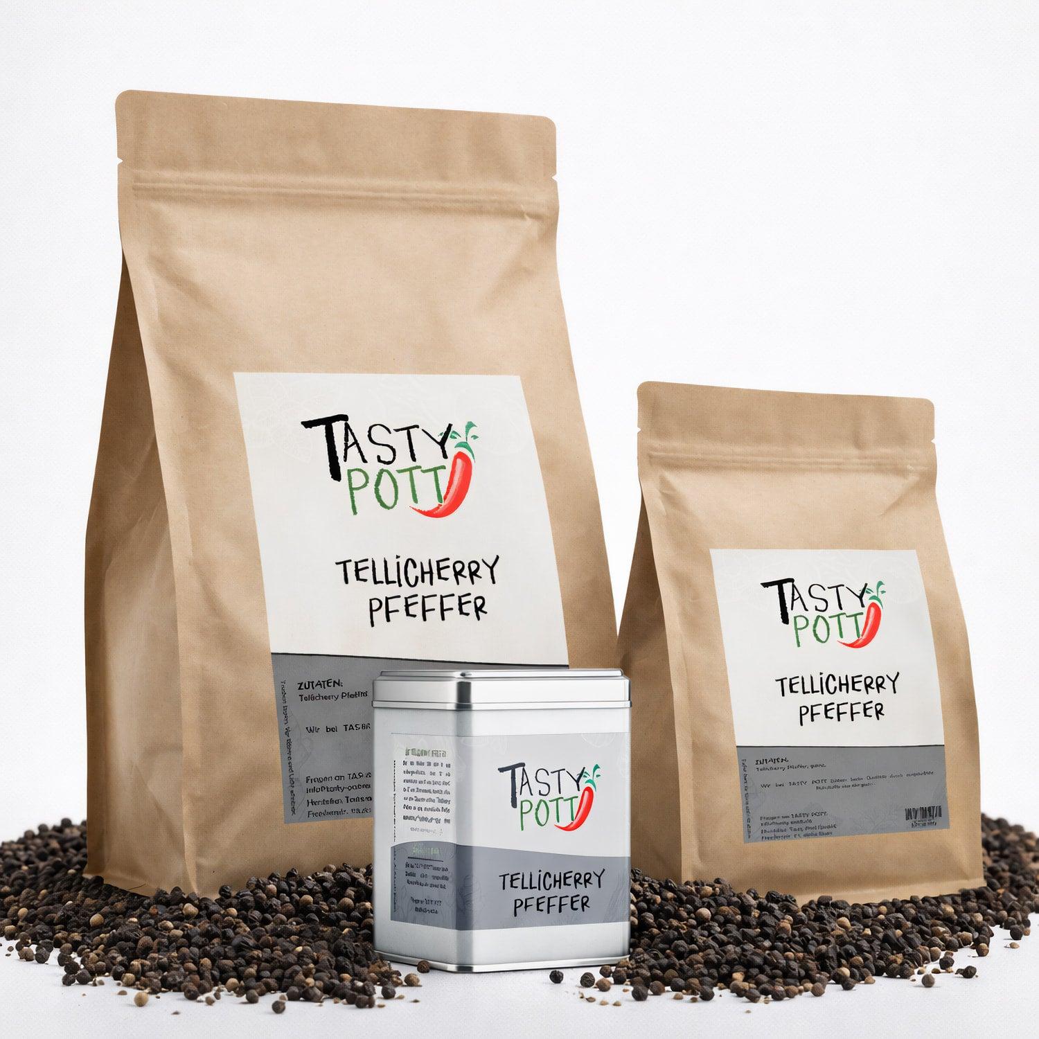 TASTY-POTT Tasty Pott Tellicherry Pfeffer , schwarz, ganz - im Beutel - 30g